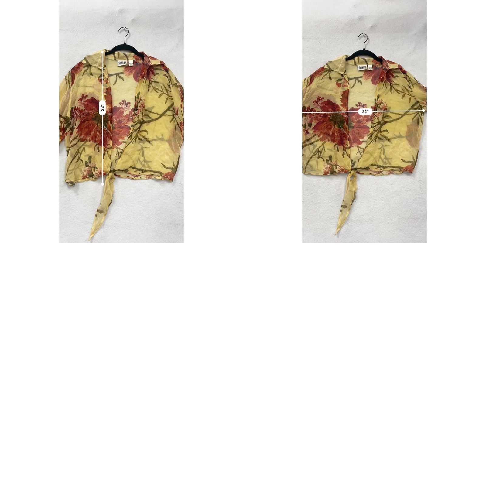 Vintage Chicos Blouse Shirt Tie Front Sheer Silk Floral Yellow Size 2 Womens Size XS / US 0-2 / IT 36-38 - 8 Thumbnail