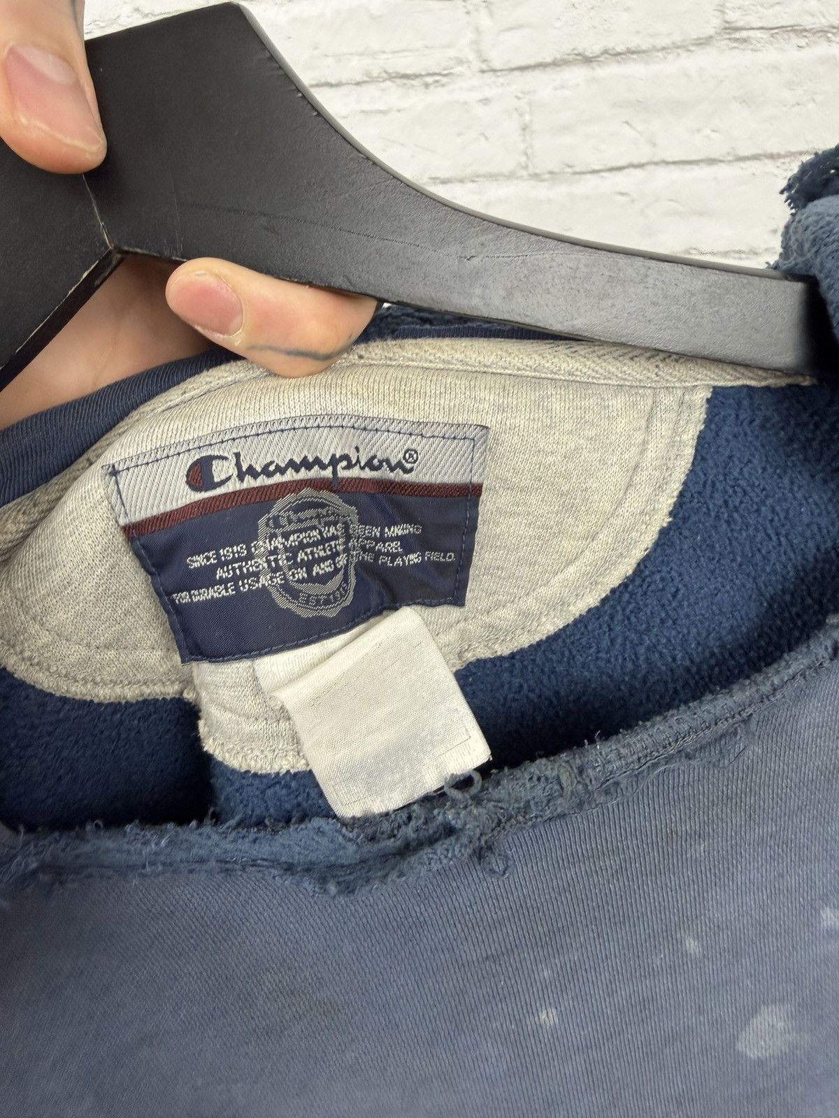 Champion (XL) APOCALYPTIC THRASHED OUT Faded Blue Champion Hoodie Size US XL / EU 56 / 4 - 17 Thumbnail