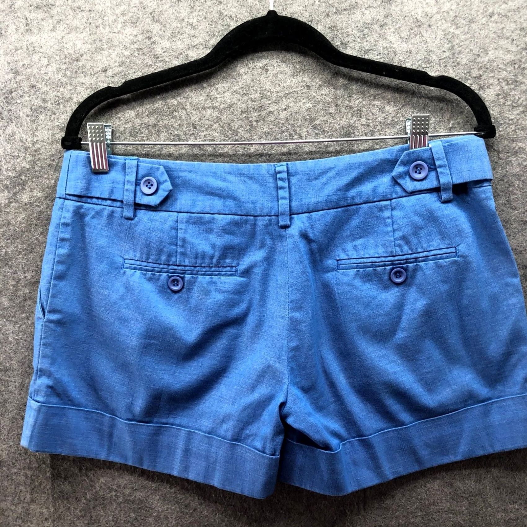 Vintage Sportsgirl Low Rise Chino Shorts Womens 10 Blue Cuffed Stretch Chino Pants Shorts Casual Womens 10 Blue Size 32" / US 10 / IT 46 - 2 Thumbnail