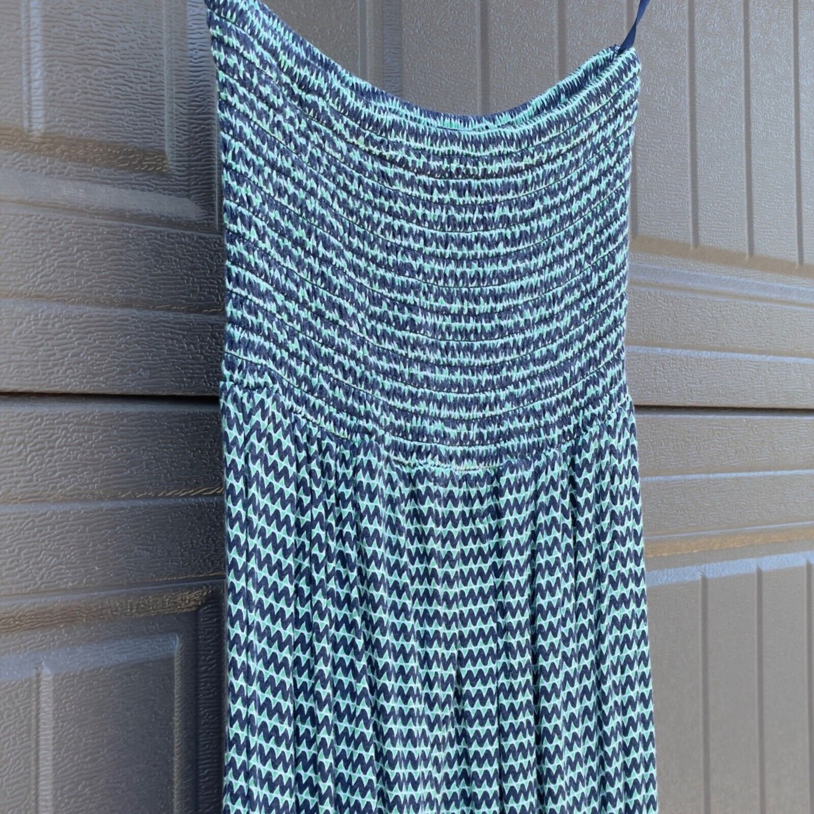 Banana Republic Banana Republic Dress XS Midi Strapless Navy Blue & Green Size XS / US 0-2 / IT 36-38 - 4 Thumbnail