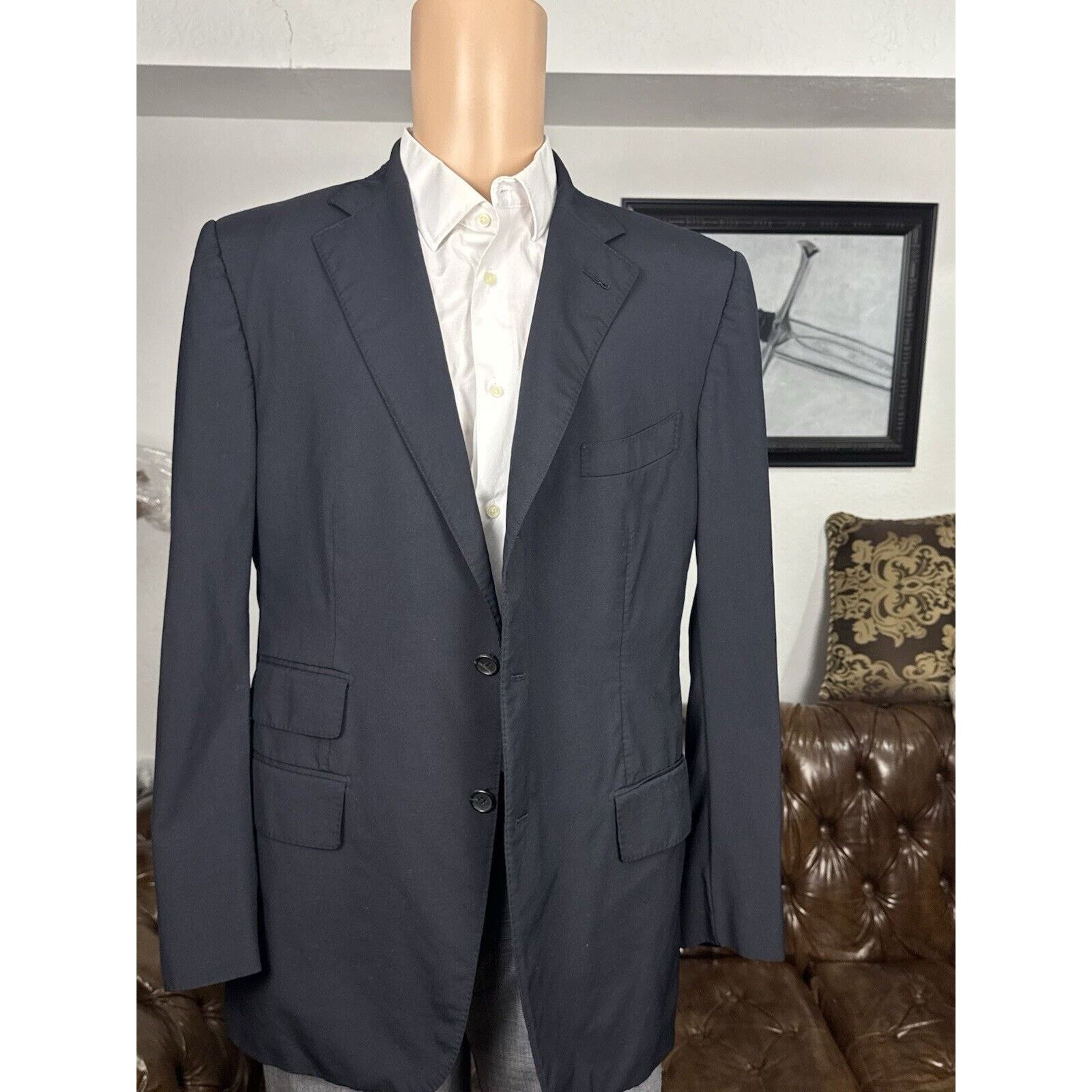 Tom Ford Tom Ford Navy Blue Notch Lapel 2 Piece Suit IT 56/ US 46R Size 46R - 3 Thumbnail