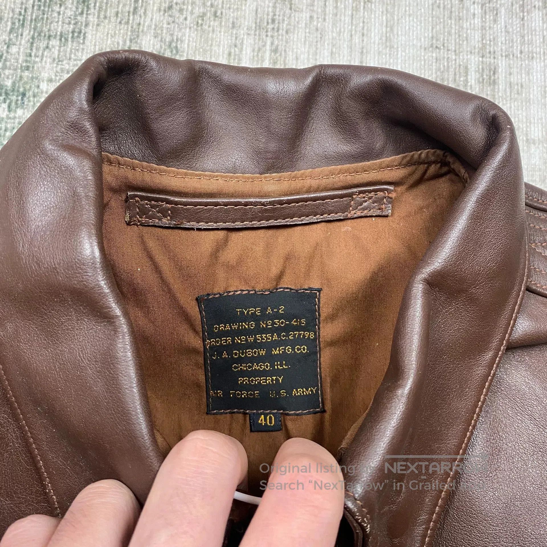 TOYS McCOY TOY MCCOYS A2 Leather Flight Jacket. Size US XXS / EU 40 - 2 Thumbnail
