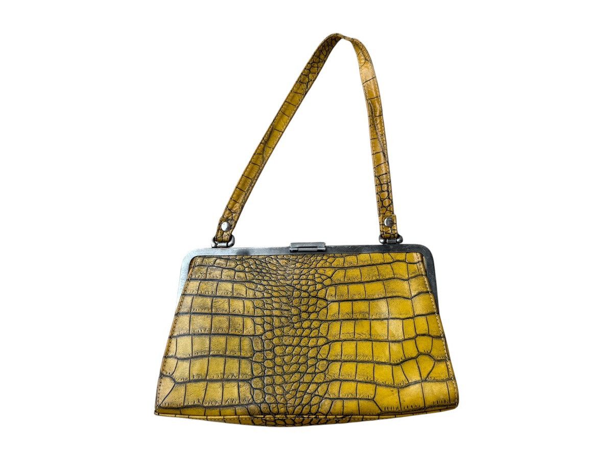 Guess Vintage GUESS Croc Kisslock Genuine Leather Shoulder Bag Size ONE SIZE - 2 Thumbnail