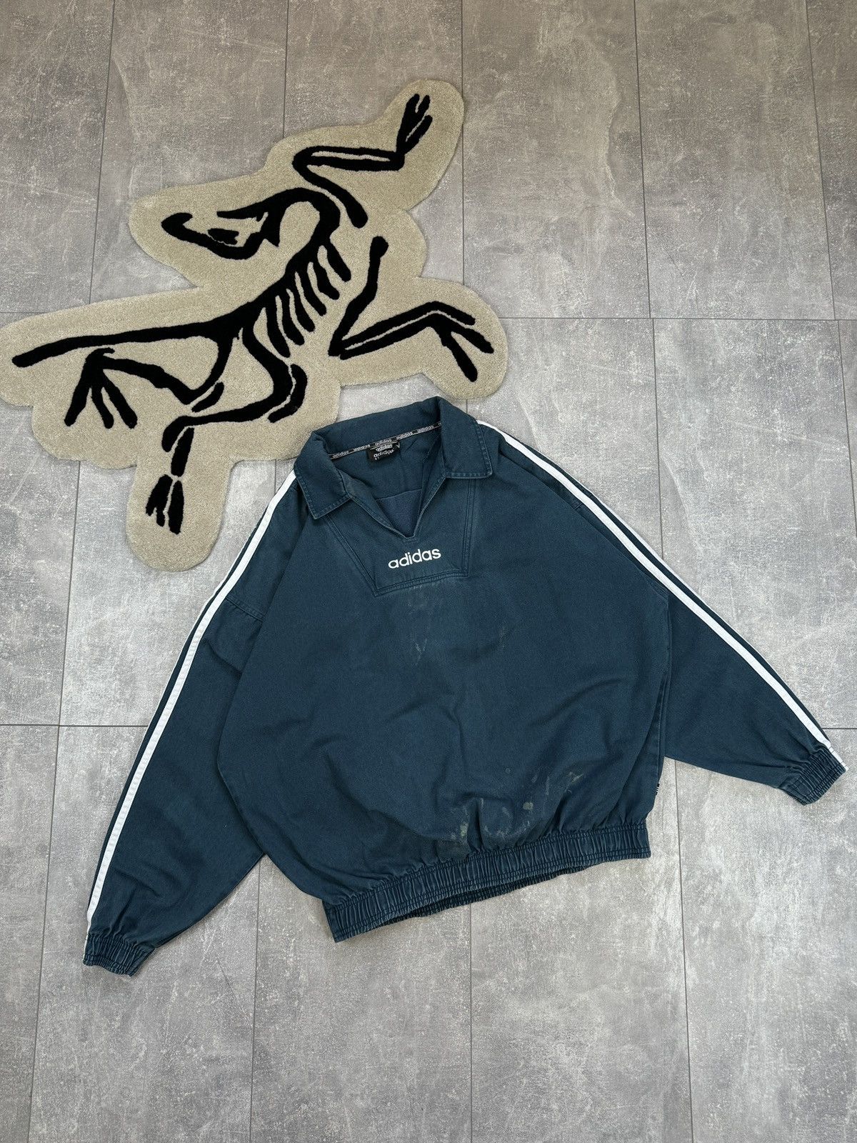 Adidas × Vintage Mens Vintage distressed Adidas rugby sweatshirt rare y2k Size US L / EU 52-54 / 3 - 1 Thumbnail