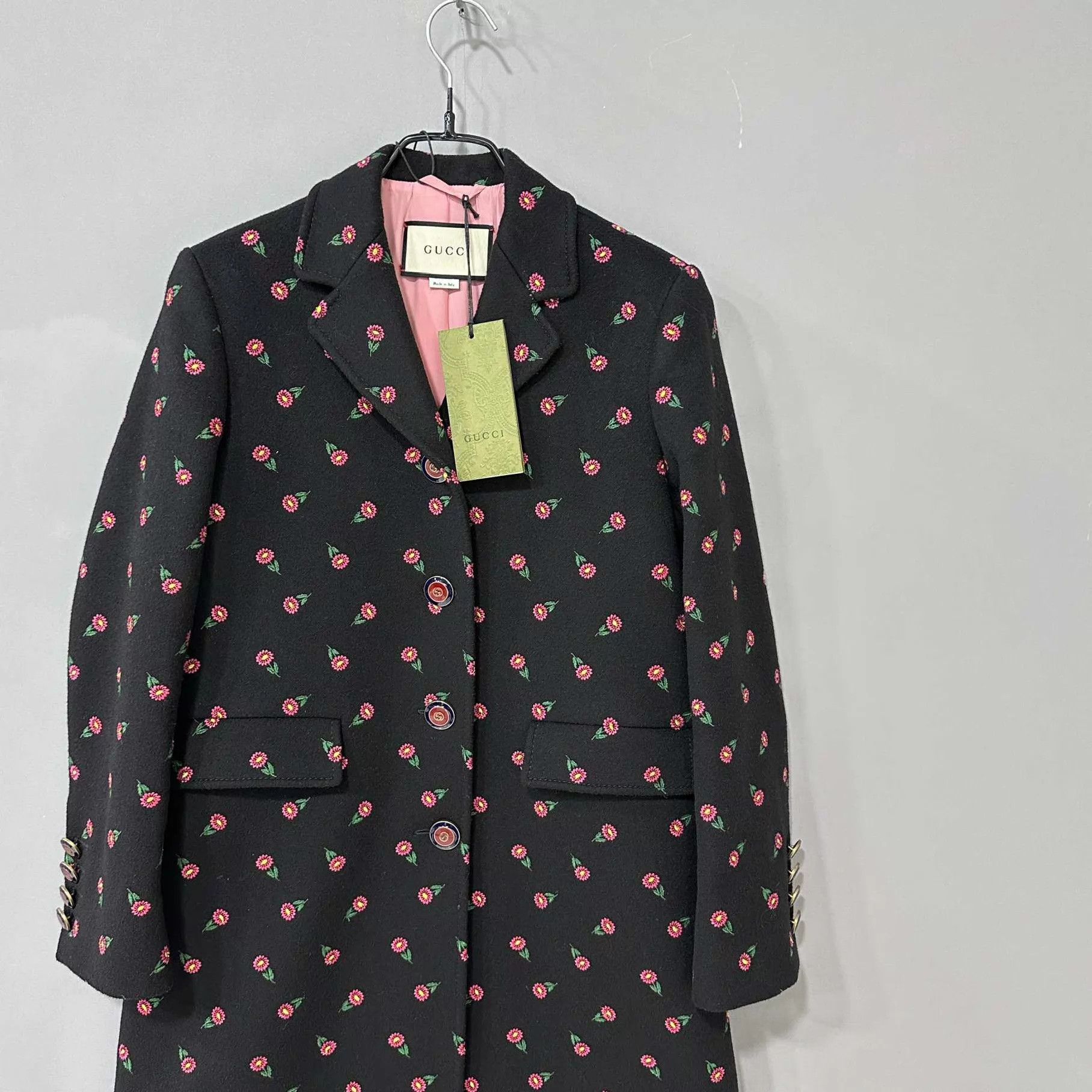 Gucci GUCCI Floral Embroidered All Over Print Wool Coat 38 Size XS / US 0-2 / IT 36-38 - 2 Thumbnail