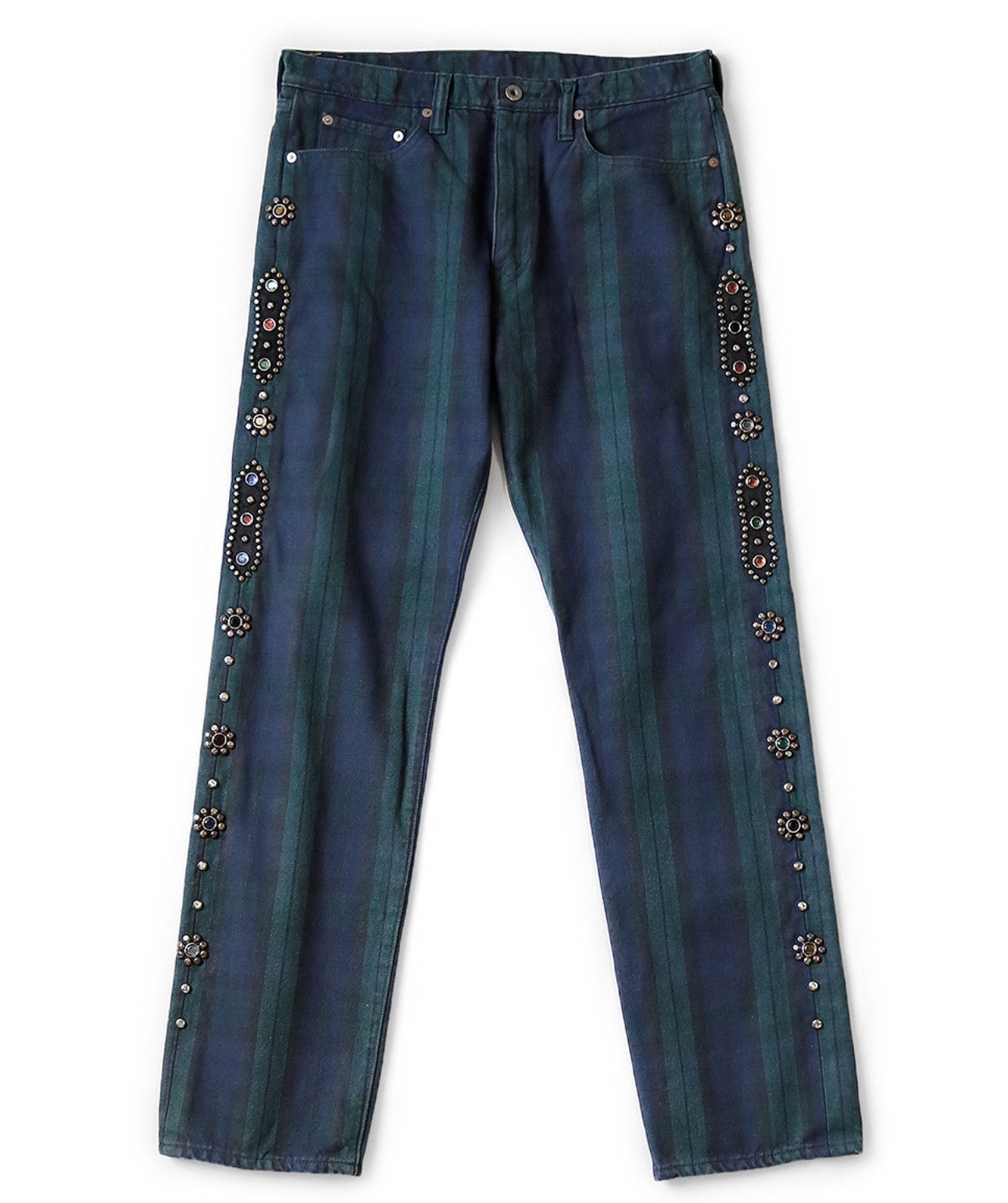 KAPITAL STUDDED GEMSTONE DENIM PANTS Kapital Black Denim Jeans