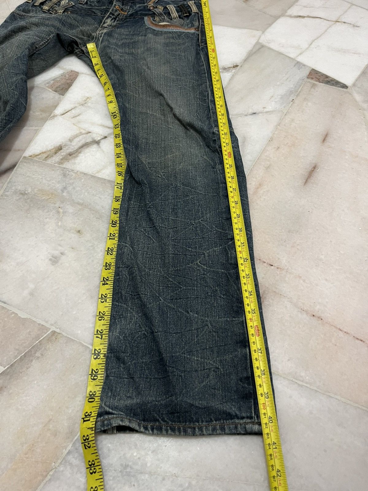 Japanese Brand DOUBLE WAIST DOMINATE HANDCRAFTED DISTRESED DENIM Size US 32 / EU 48 - 21 Thumbnail