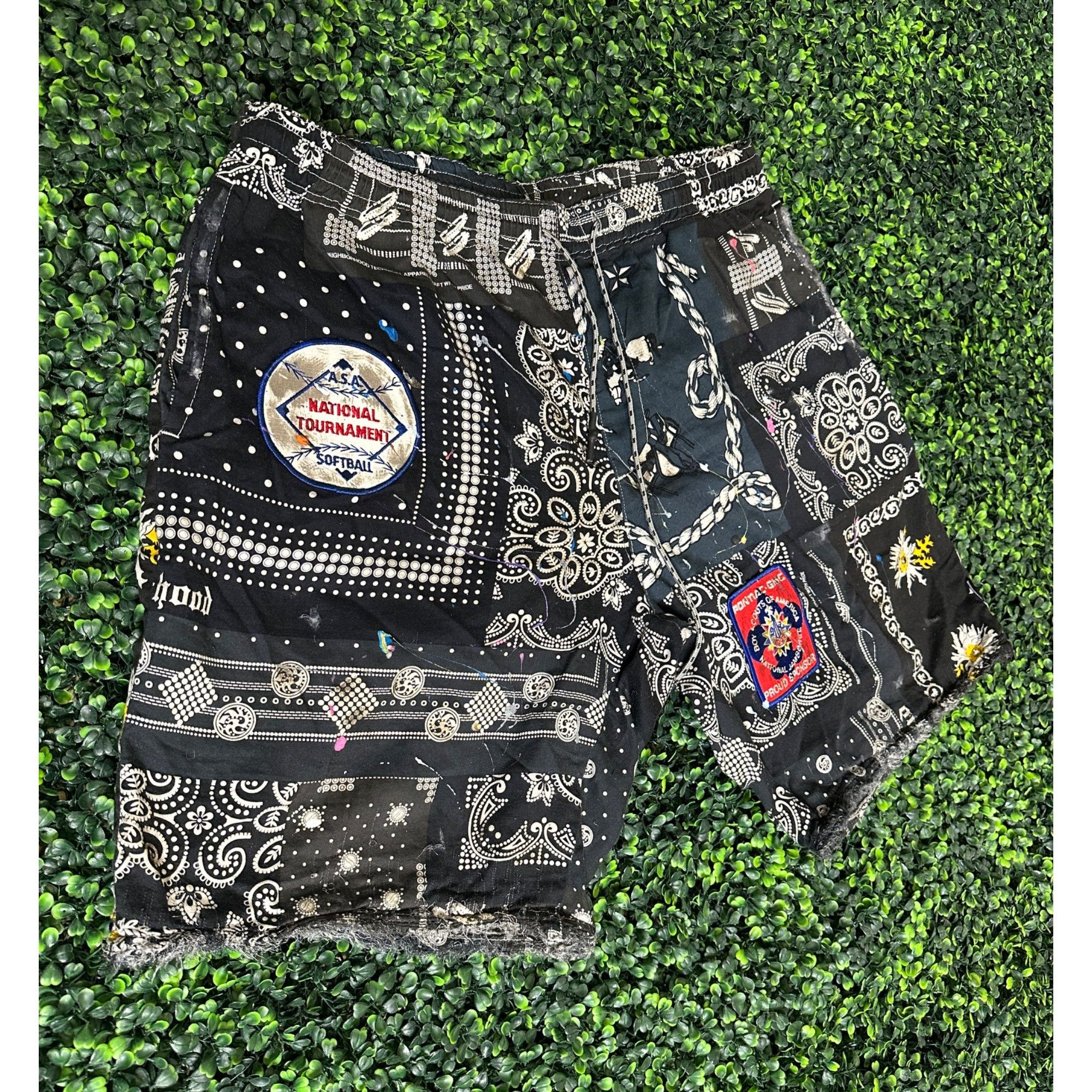 Handmade × Neighborhood DRO Lab Custom 1/1 ART x Neighborhood Bandana Paisley Bermu Size US 35 - 3 Thumbnail