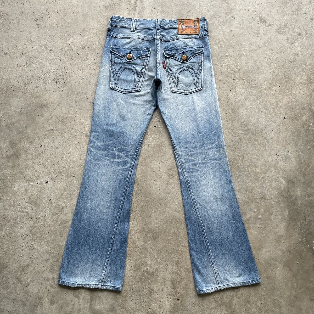 Edwin Vintage Edwin Wash Blue FLARE Distressed BOOTCUT Jeans Pants Size US 33 - 2 Thumbnail