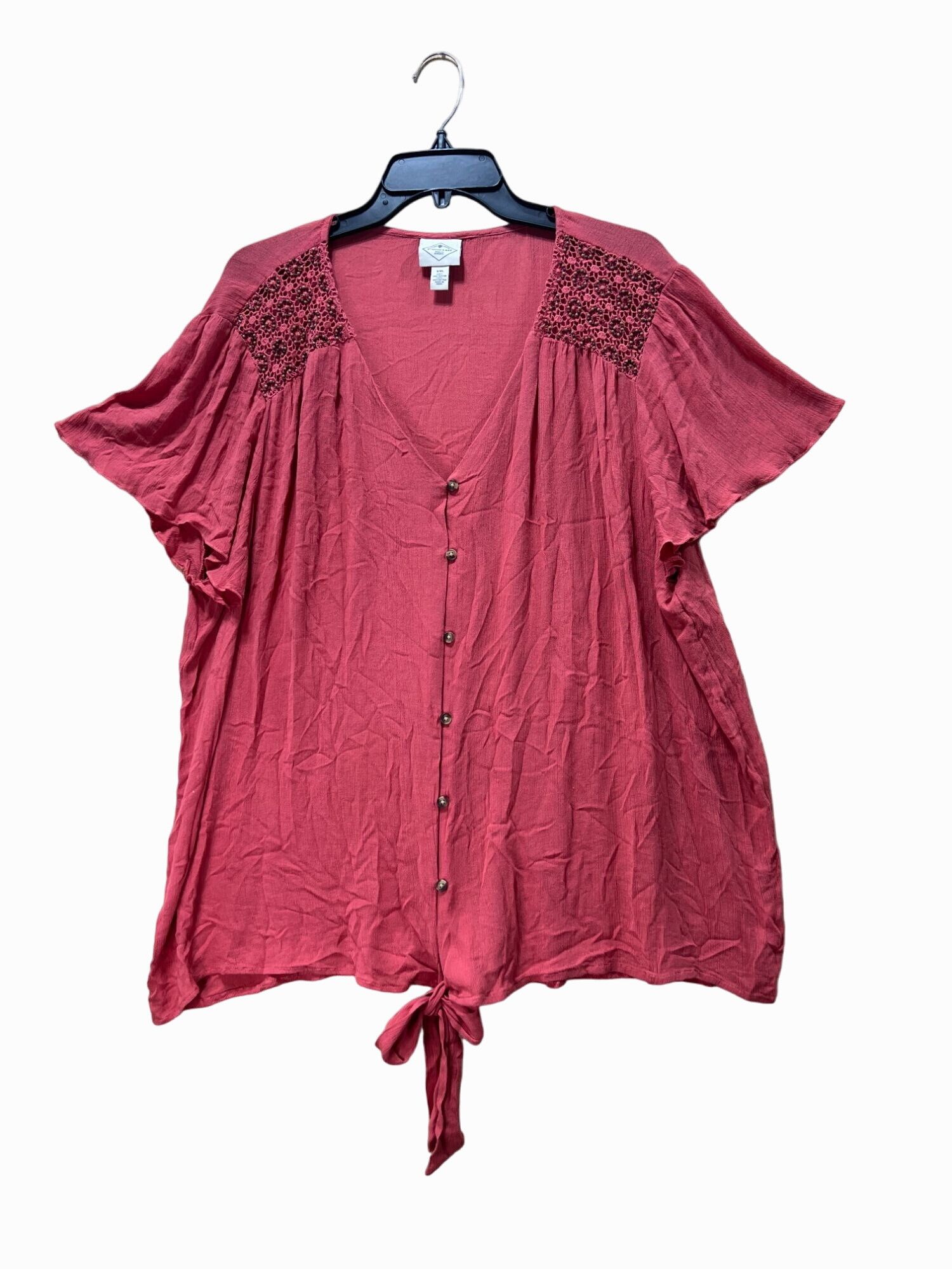 Other ST JOHN'S BAY - Women's Short Sleeve Button Down Blouse - Pi Size XXL / US 16-18 / IT 52-54 - 1 Thumbnail