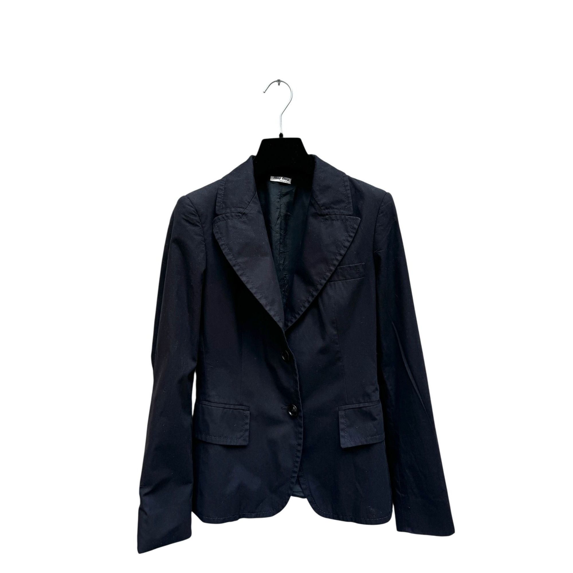 Miu Miu Black Cotton Blazer Jacket Size XS / US 0-2 / IT 36-38 - 2 Thumbnail