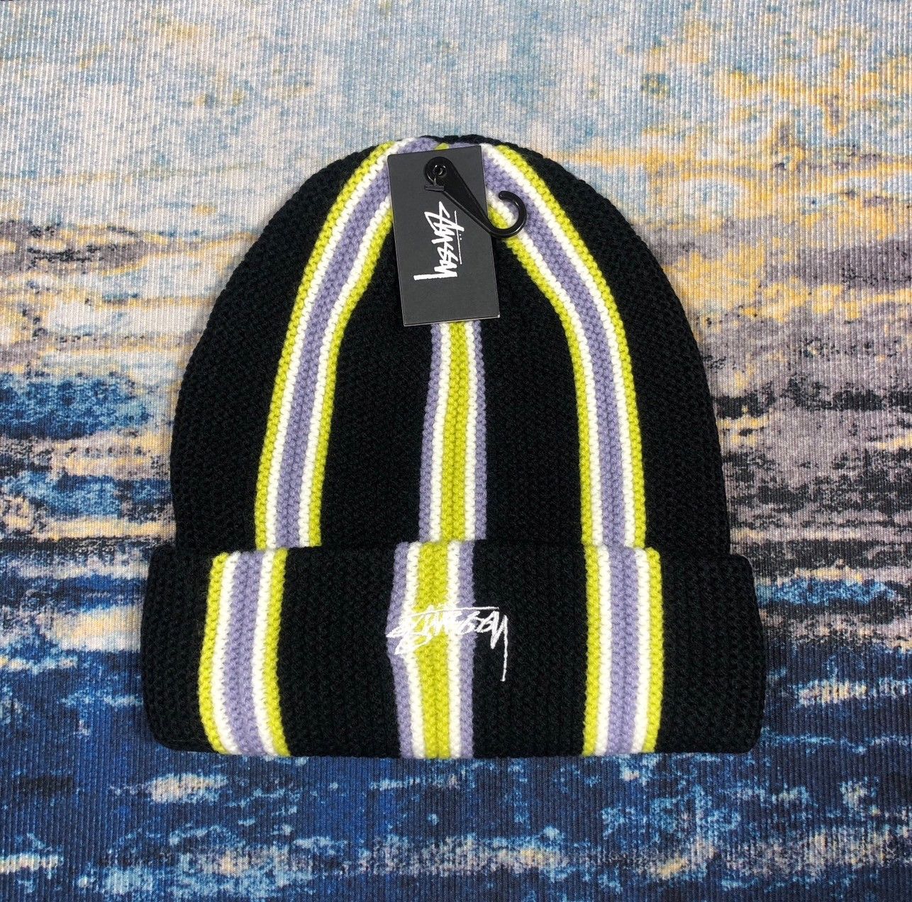 Stussy Striped Cuff Beanie | Grailed