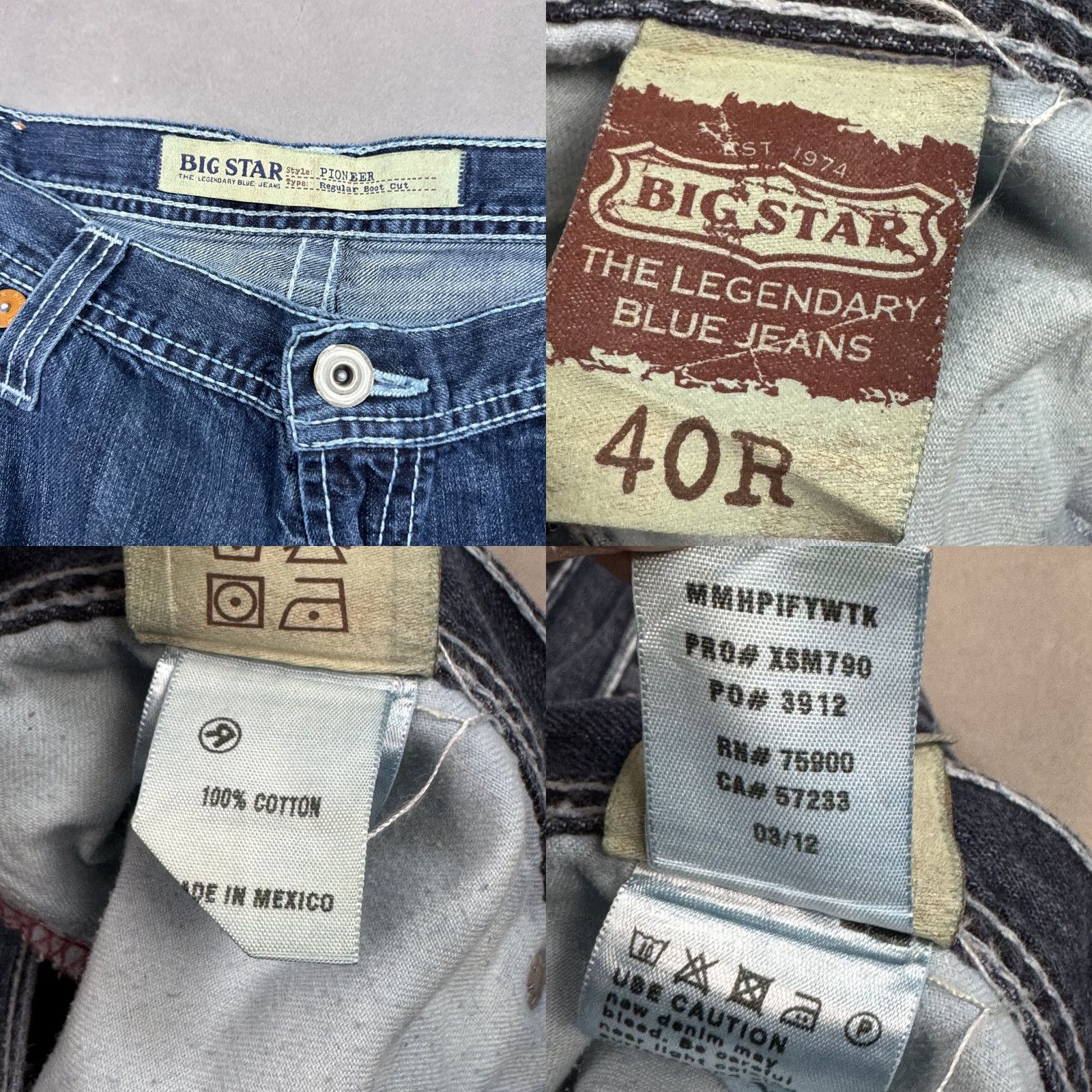 Vintage BIG STAR Jeans Mens Bootcut 40x30 Blue Pioneer Denin Five-Pocket Regular 30 Inseam Medium Wash Men Size US 40 / EU 56 - 8 Thumbnail