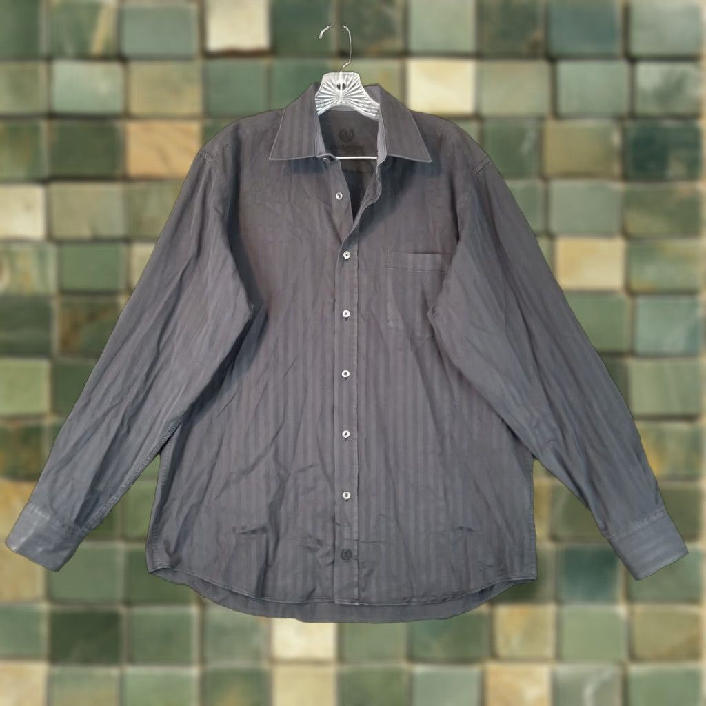 BUGATCHI BUGATCHI UOMO Button-Up Shirt Long Sleeve Black Classic Fit Mens Size L Size US L / EU 52-54 / 3 - 1 Thumbnail