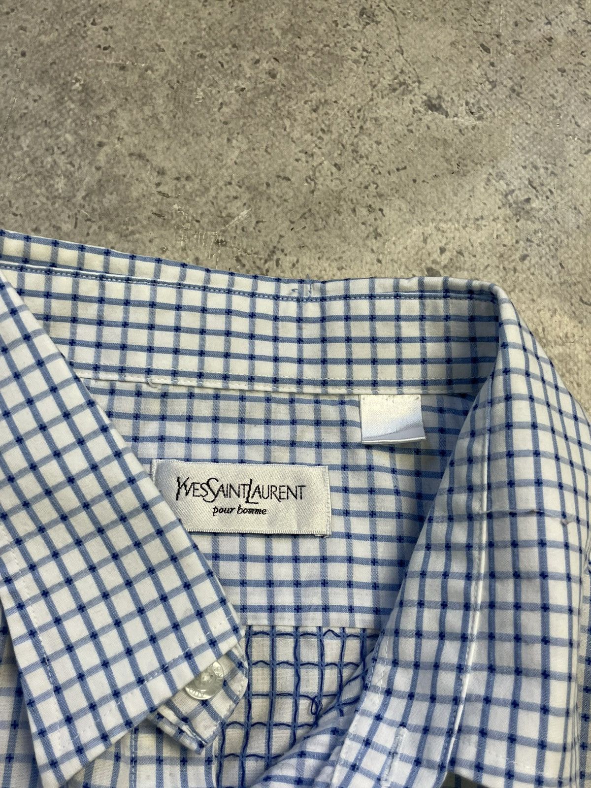 Yves Saint Laurent Vintage Yves Saint Laurent YSL Check Short Sleeve Shirt Size US XL / EU 56 / 4 - 4 Thumbnail