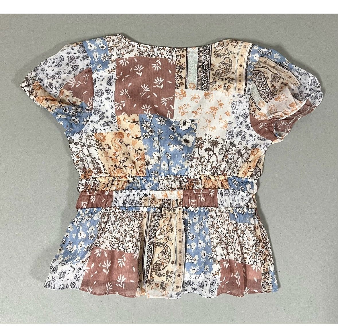 Free People Orange Paisley Floral Babydoll Shirt Top Blouse Size S 🌼✨ Size S / US 4 / IT 40 - 3 Thumbnail