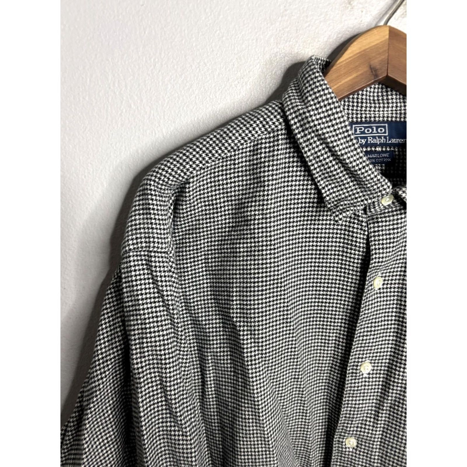 Polo Ralph Lauren Polo Ralph Lauren Shirt Mens XL Black White Houndstooth Marlowe Cotton Button-Up Long Sleeve Casual Preppy Classic Fits Mens Size US XL / EU 56 / 4 - 2 Thumbnail