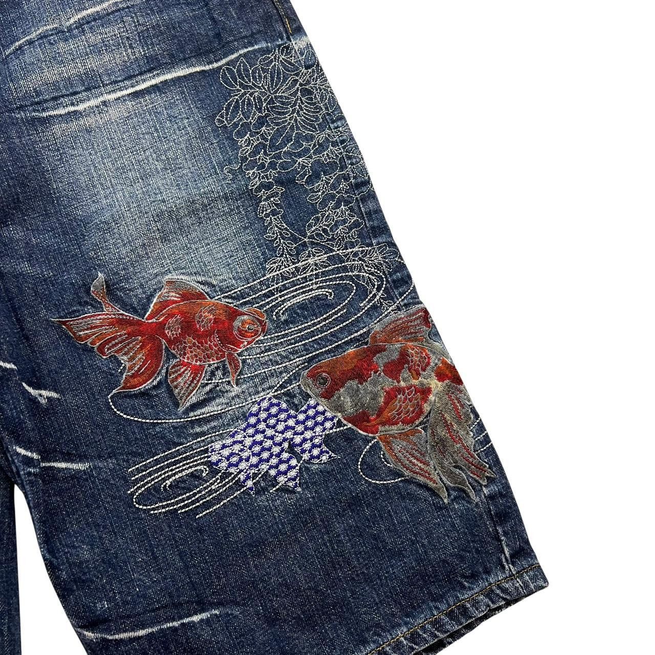 Karakuri Tamashii Karakuri Tamashii Embroidered Koi Japanese Shorts - Waist 36 Size US 36 / EU 52 - 3 Thumbnail