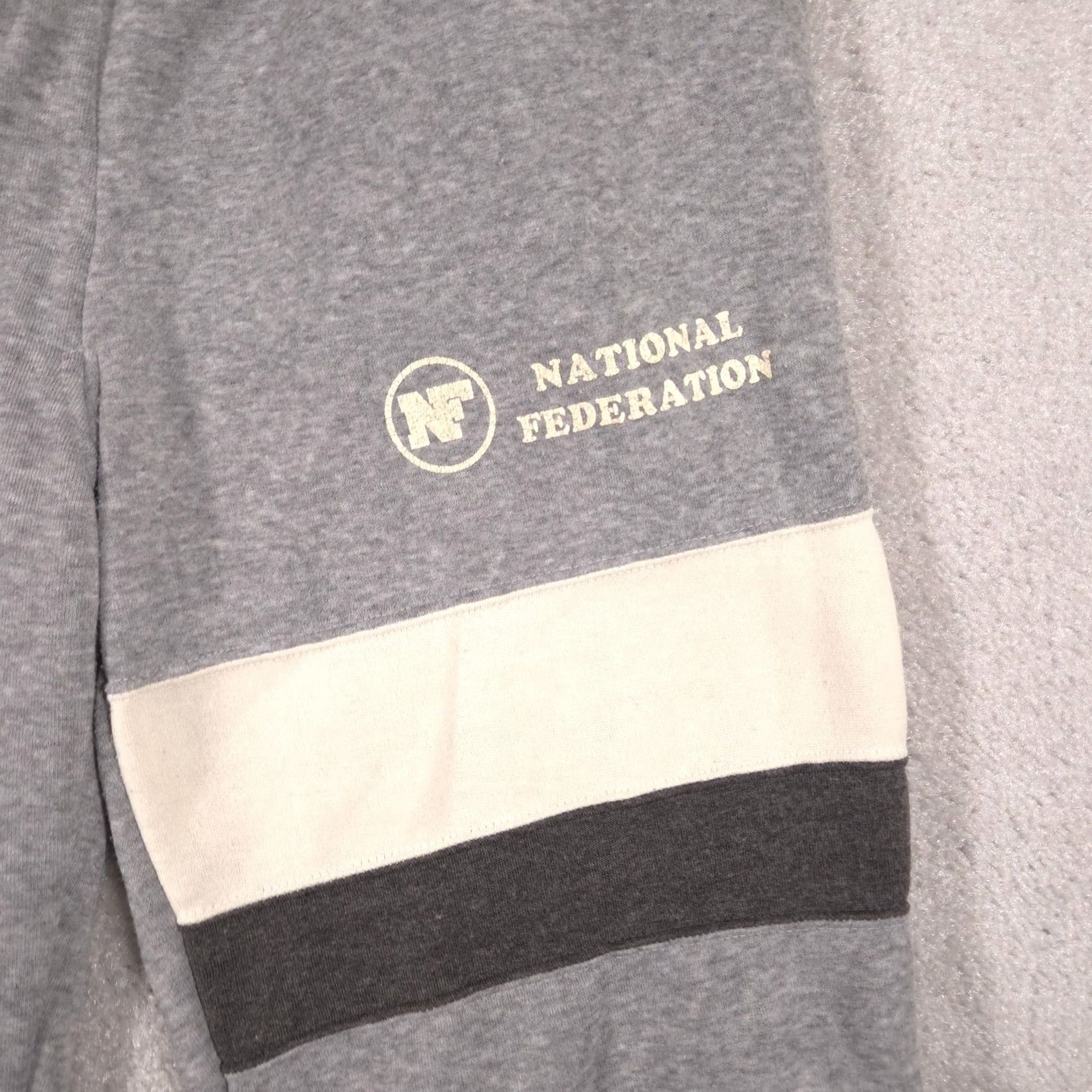 Vintage National Federation Pants Mens Medium Gray Fleece Joggers Sweatpants Size US 31 - 3 Thumbnail