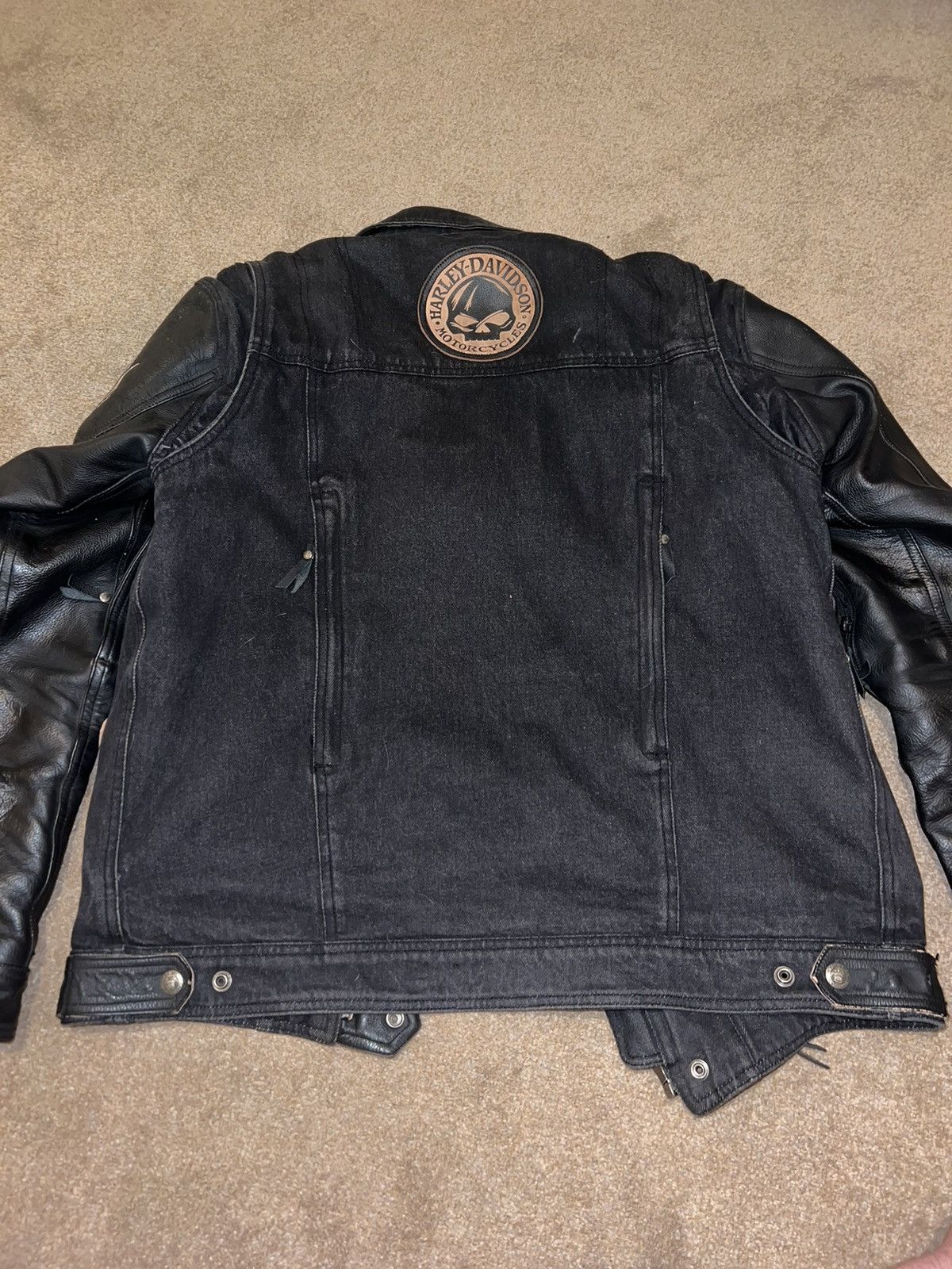 Harley Davidson × Vintage 2009 Harley Davidson FlamedSkull Leather ArmedArmouredJacket Size US M / EU 48-50 / 2 - 8 Thumbnail