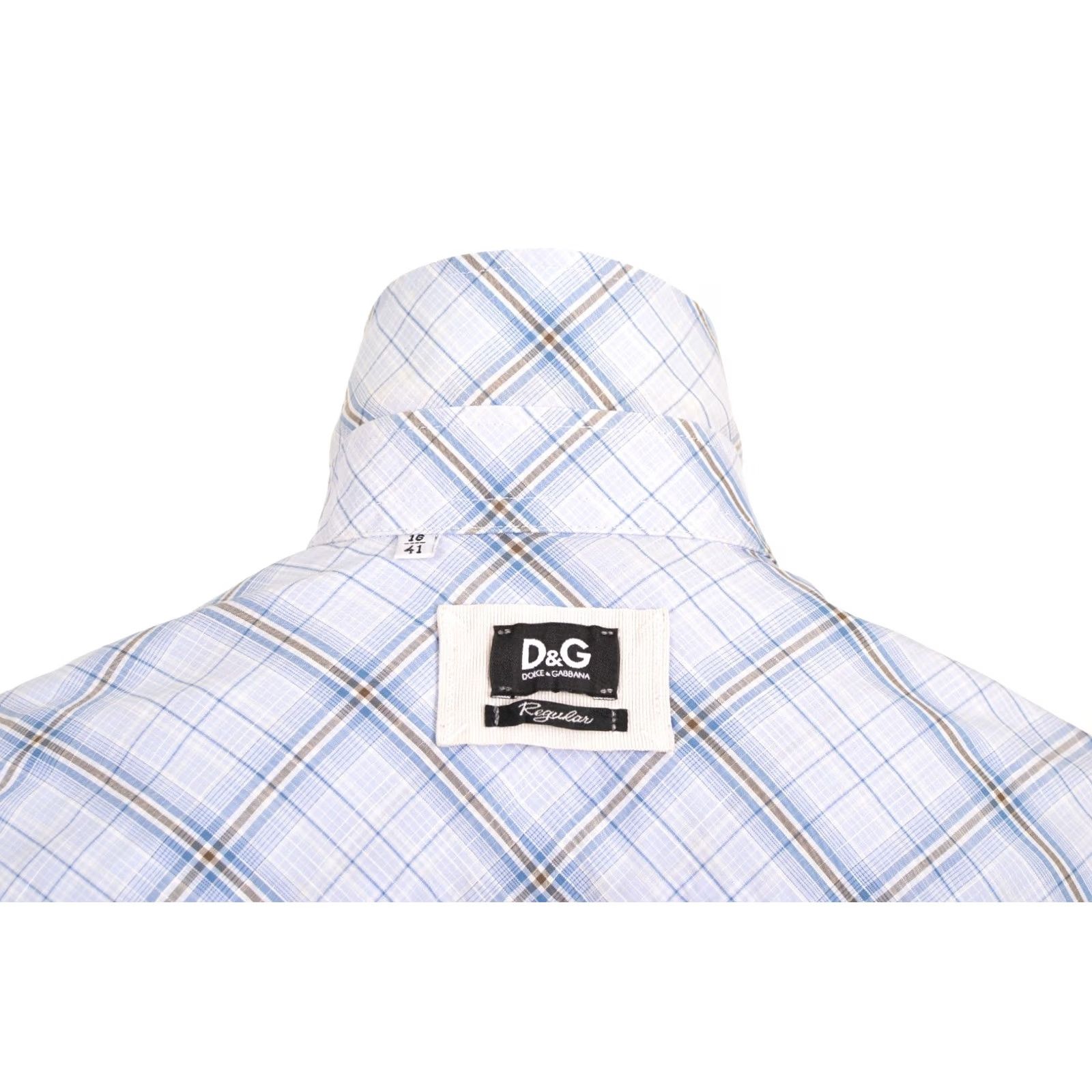 Dolce & Gabbana DDP Vintage Dolce Gabbana Blue Check Cotton Dress Shirt RS0594 Size 16 41 Mens Shirt, Blue, Cotton, Dress Shirt, Regular Fit Size 42R - 7 Thumbnail