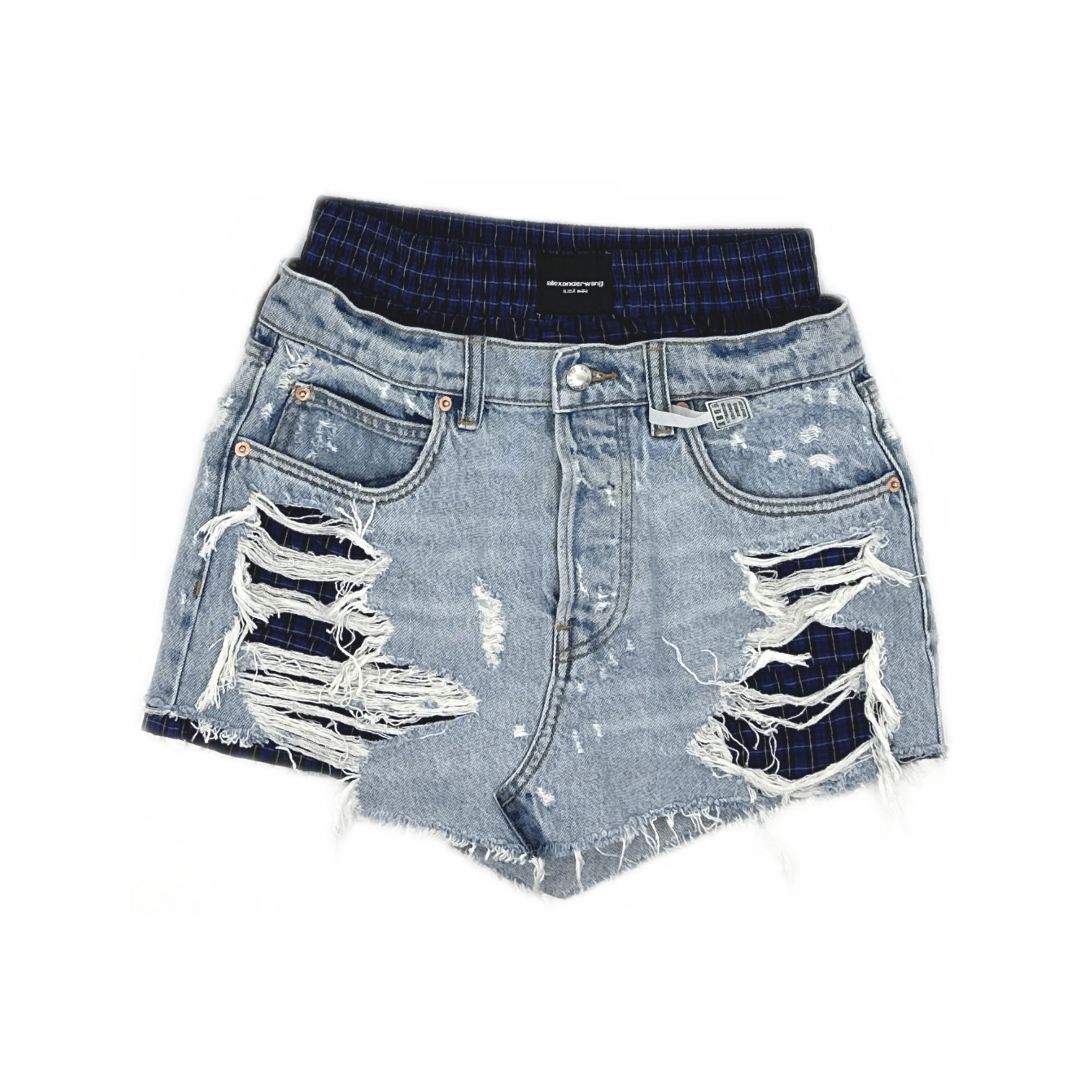 Alexander Wang Alexander Wang Plaid Waistband Denim Shorts Size 25 Size 25" / US 0 / IT 36 - 1 Thumbnail