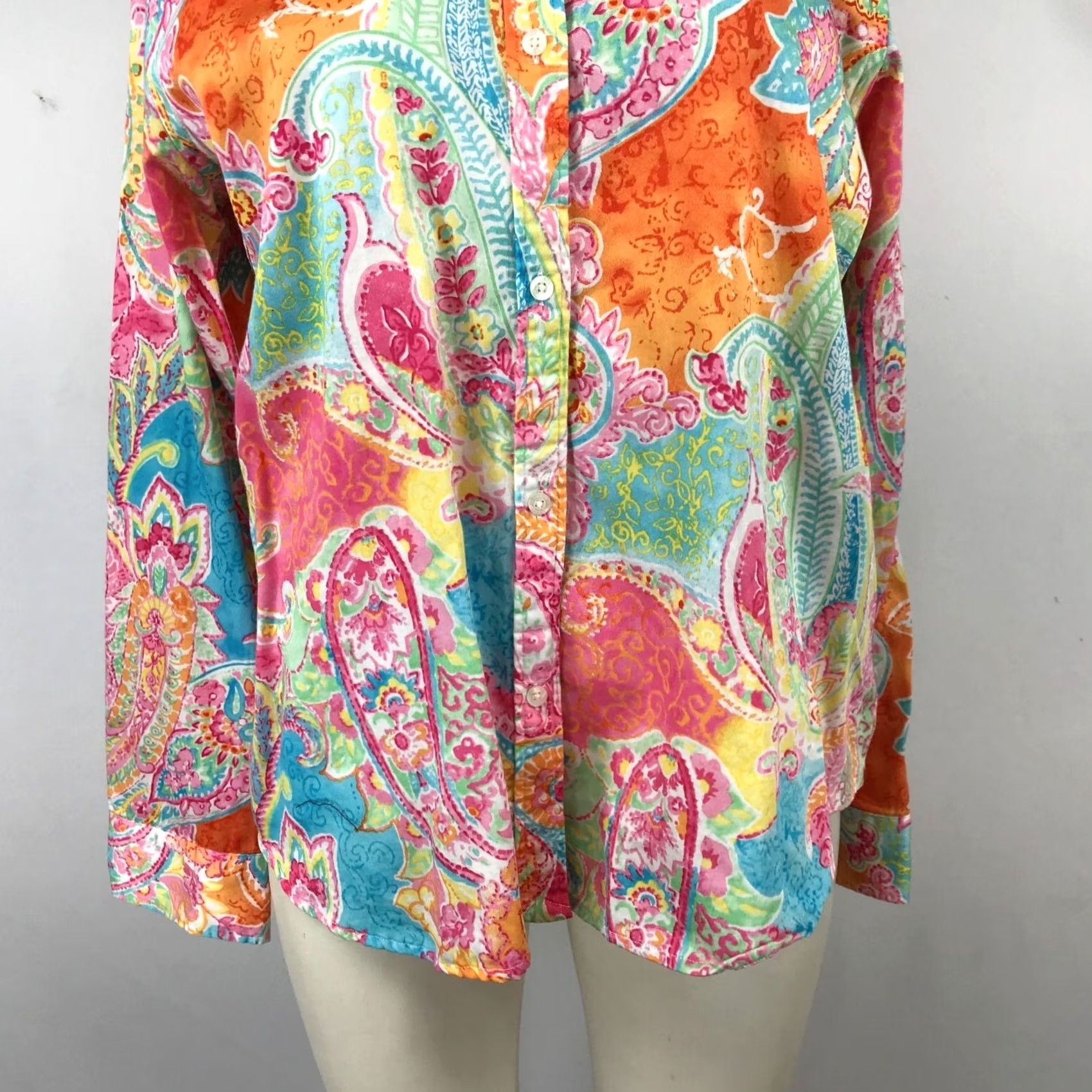 Chaps Chaps Top Womens XL WOMEN MULTICOLOR LONG SLEEVE COLLARED BUTTON COTTON Size XL / US 12-14 / IT 48-50 - 3 Thumbnail