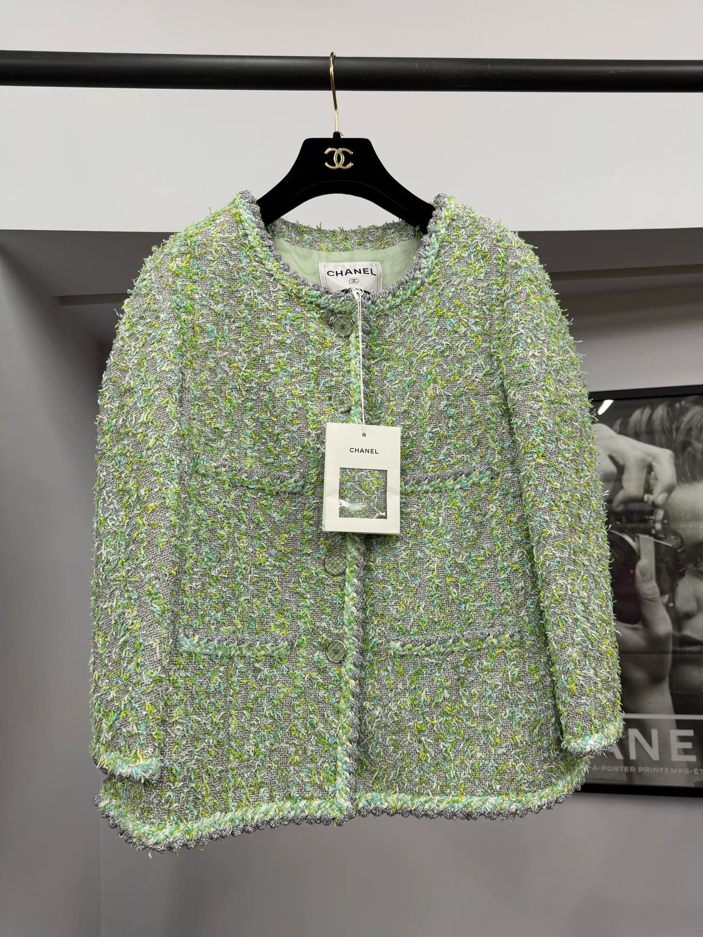 Chanel Chanel Green Silver Trim Four-Pocket Coat Size US M / EU 48-50 / 2 - 1 Thumbnail