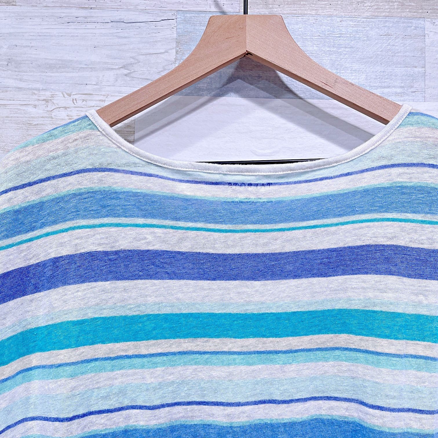 Other Talbots 100% Linen Slub Knit Tee White Blue Stripe Cap L Size L / US 10 / IT 46 - 4 Thumbnail