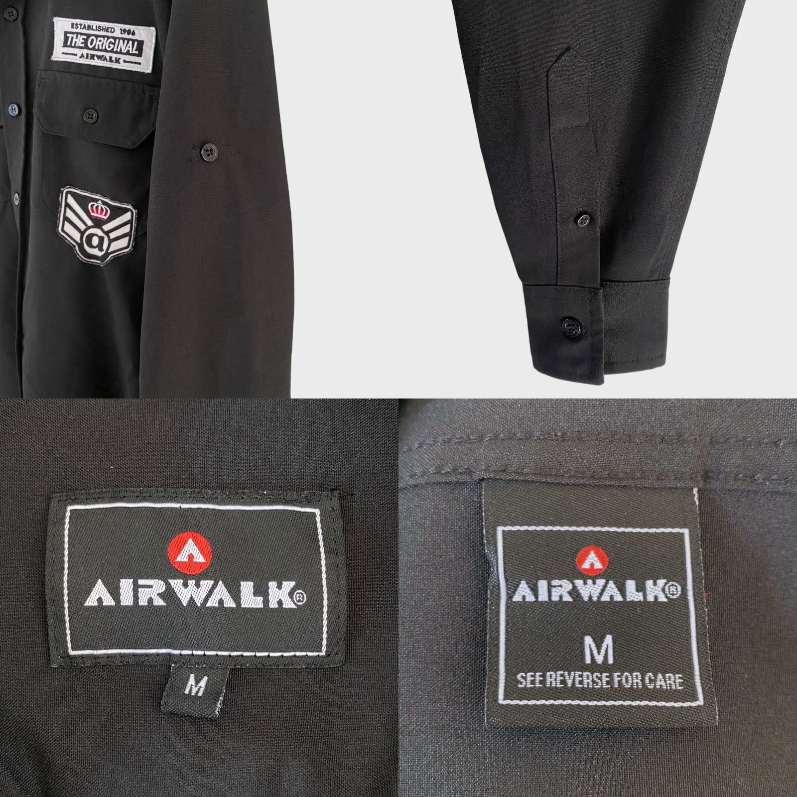 Airwalk Airwalk Button-Up Shirt Men’s Medium Black Military Skater Long-Sleeve Patches Size US M / EU 48-50 / 2 - 8 Thumbnail