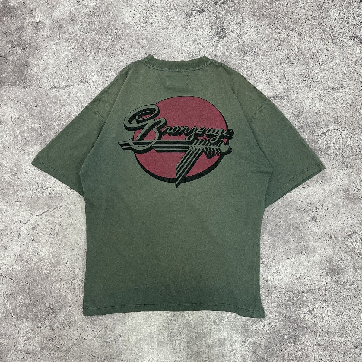 Image of Skategang x Vintage 90's Bronze Age Skateboarding Sun Faded Tee OG Bones in Olive, Men's (Size XL)