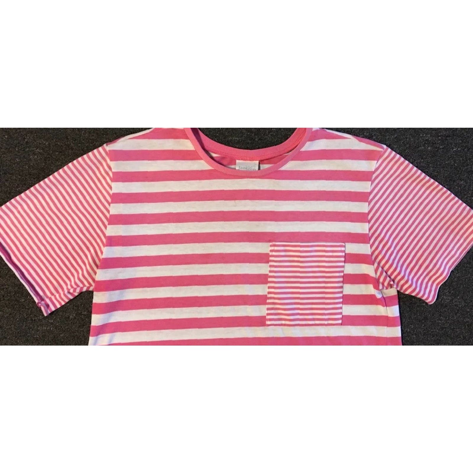 Jantzen Vtg 80s Jantzen Faded Striped Shirt L Pink White Women T-Shirt Short Sleeve Vintage Grunge Surf Skate 90s California USA Beach Vaporwave Aop Size L / US 10 / IT 46 - 5 Thumbnail