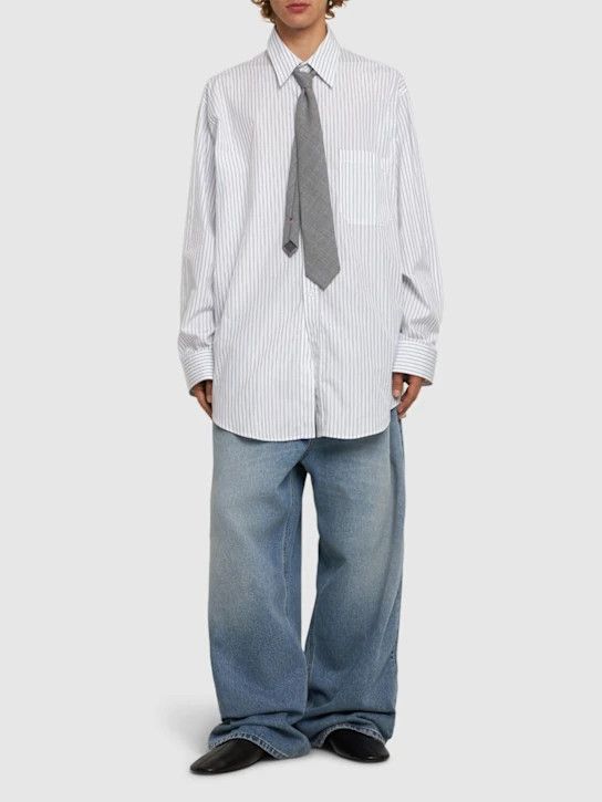 Hed Mayner o1lsvrm0425 Striped Cotton Shirt in White/Blue Size US M / EU 48-50 / 2 - 4 Thumbnail