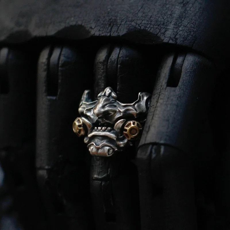 Jewelry Retro Samurai Cyberpunk Mask Ring Size ONE SIZE - 3 Thumbnail