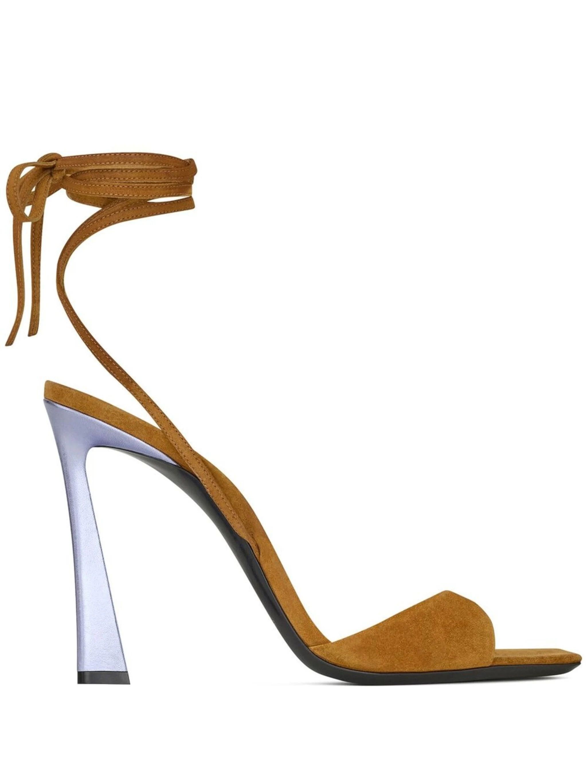 Saint Laurent Paris o1b1hav110824 Paz Suede Sandals in Brown Size US 8 / IT 38 - 1 Thumbnail