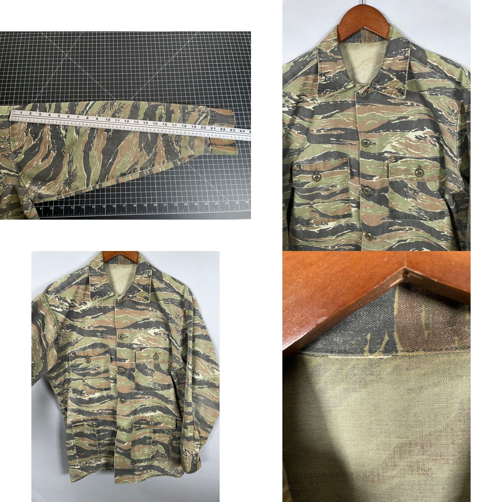 Vintage VINTAGE 80s Tiger Stripe Camouflage Military Field Jacket Men L Green Camouflage VTG Shirt? Size US L / EU 52-54 / 3 - 8 Thumbnail