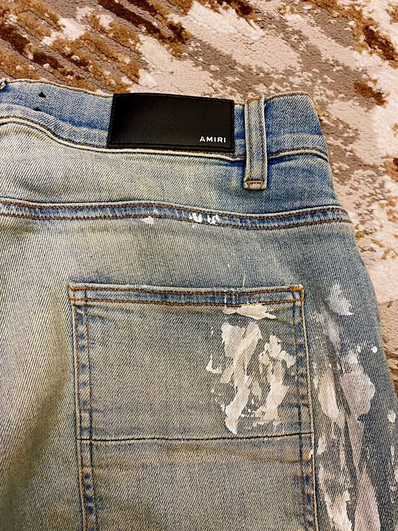 Amiri Amiri Blue Diamond Bottom Plaid Blue Jeans, Size 34 Size US 34 / EU 50 - 4 Thumbnail