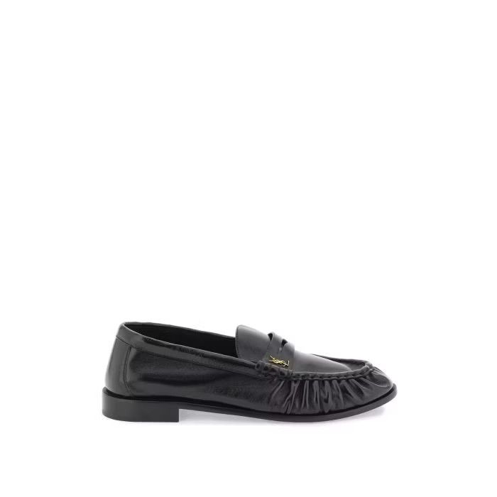 image of Saint Laurent Paris O1S22I1N0524 Distressed Leather Loafers In Black, Men's (Size 7)