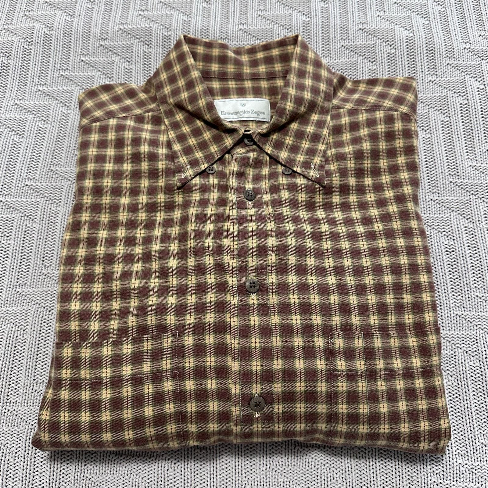 Ermenegildo Zegna Ermenegildo Zegna brown fall plaid button down size L Size US L / EU 52-54 / 3 - 1 Thumbnail