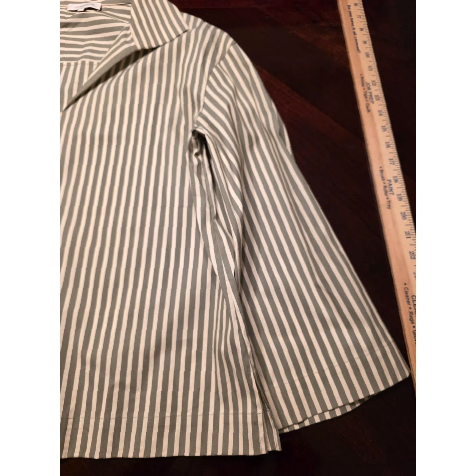Vintage Lafayette 148 New York Blouse Womens S Gray Striped Collared Pullover Top Size S / US 4 / IT 40 - 2 Thumbnail