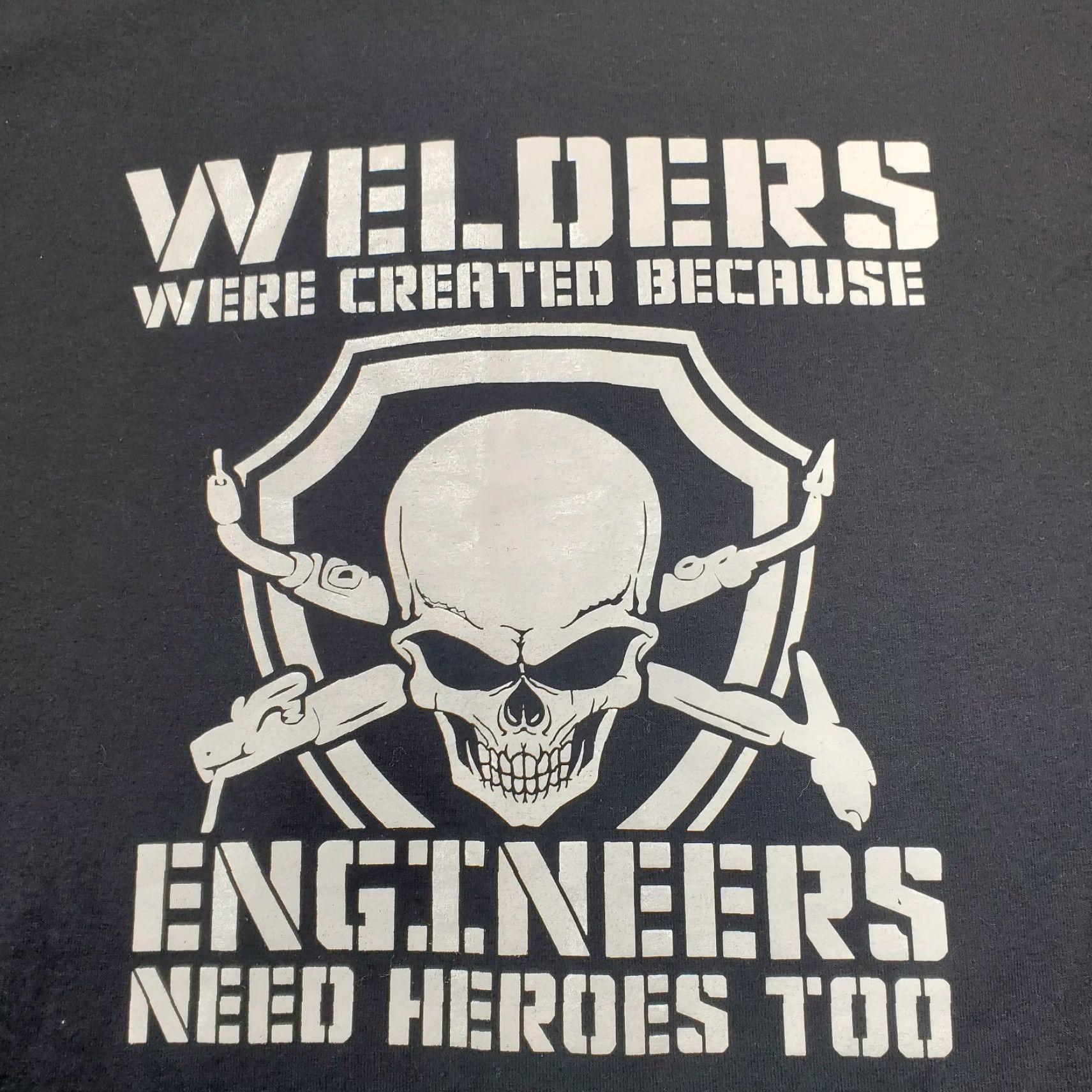 Vintage Welders Were Created Because Engineers Need Heroes Too Mens T-Shirt M Black Cotton Knit Logo Short Sleeve Crew Neck Vintage No Size US M / EU 48-50 / 2 - 2 Thumbnail