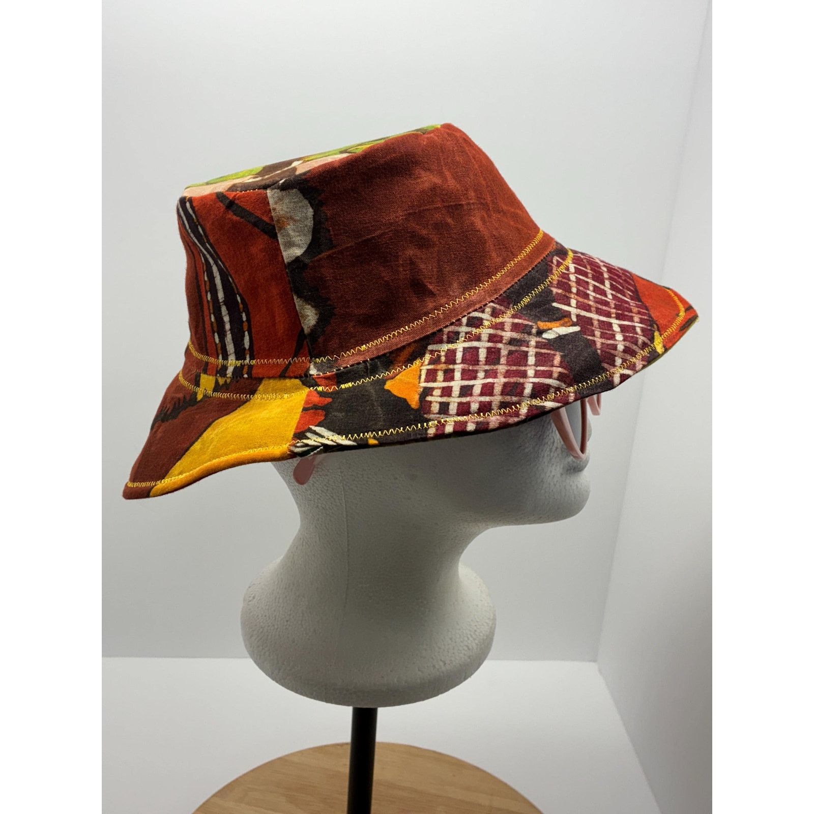 Other Waxed Cotton Bucket Hat Medium | Upcycled Painted Fabric Size ONE SIZE - 7 Thumbnail
