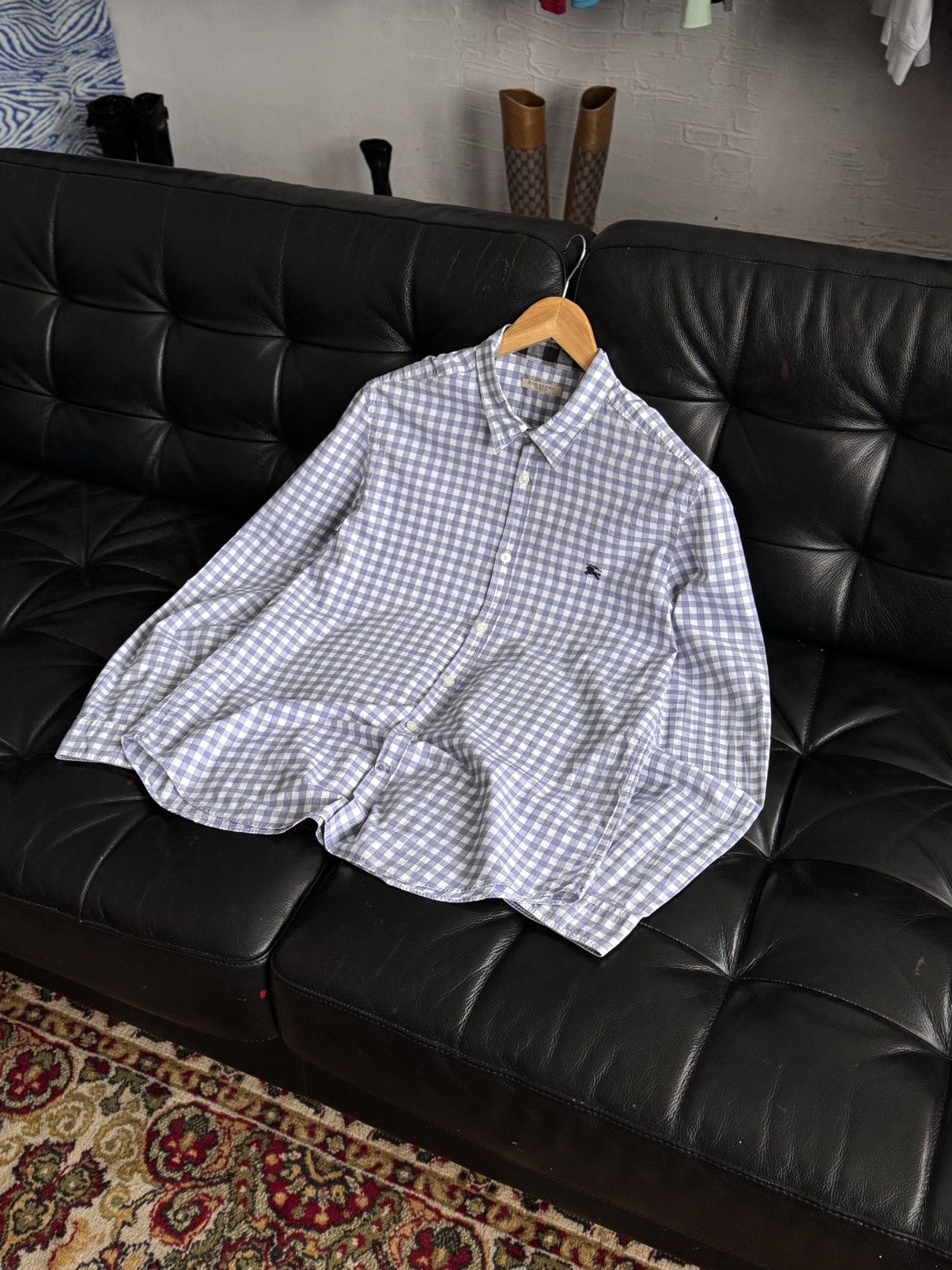 Burberry Burberry Brit Check Shirt Blue White Embroidered Logo Size US M / EU 48-50 / 2 - 14 Thumbnail