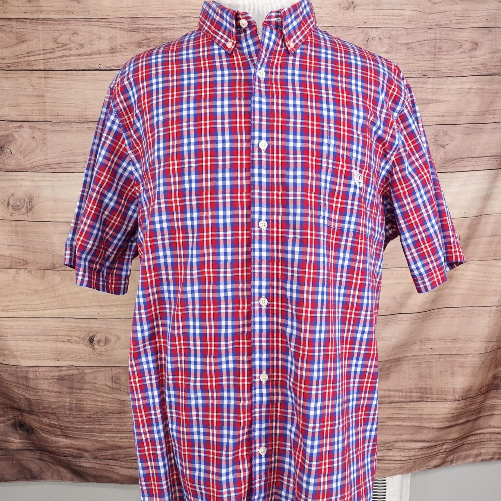 Chaps Chaps Shirt Mens 3XL Red Blue Plaid Short Sleeve Button Front Easy Care Size US XXL / EU 58 / 5 - 3 Thumbnail