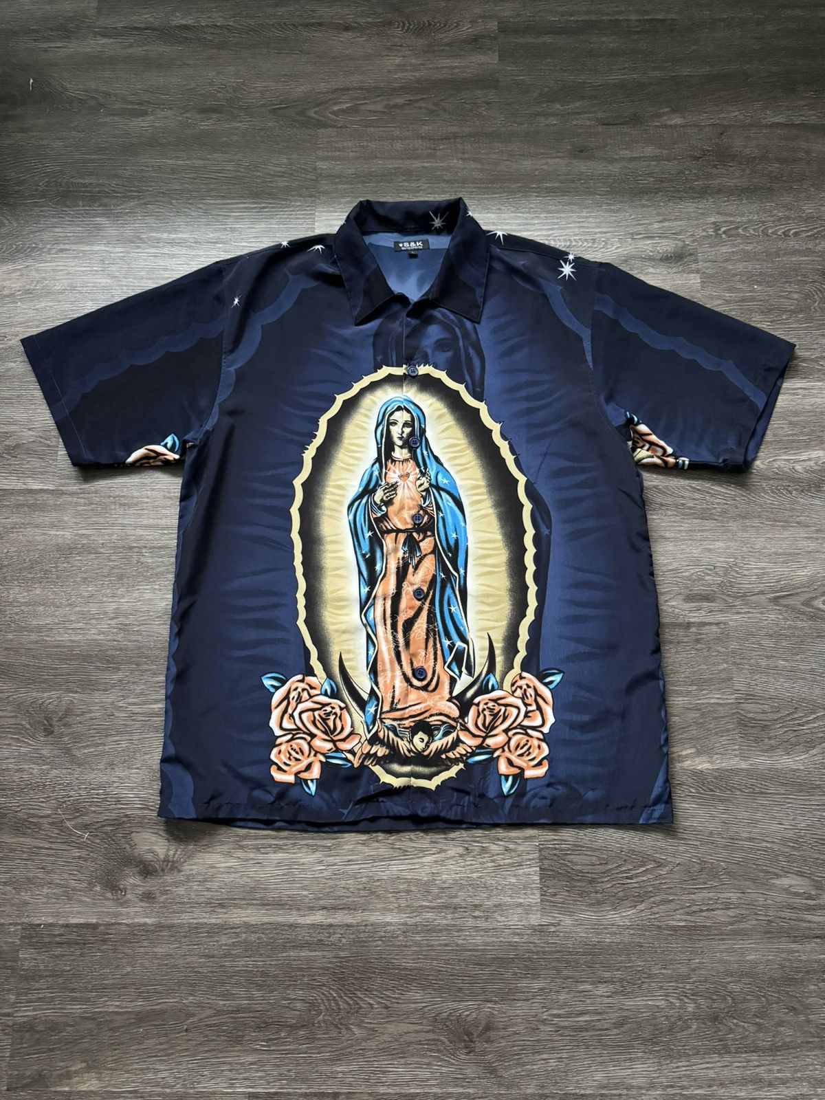Virgin Mary / Virgen De Guadalupe Short Sleeve Button Up