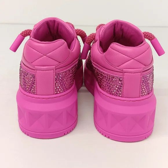 Valentino Valentino One Stud Fuchsia Sneakers w/ Iconographe Crystals Size US 7 / IT 37 - 12 Thumbnail