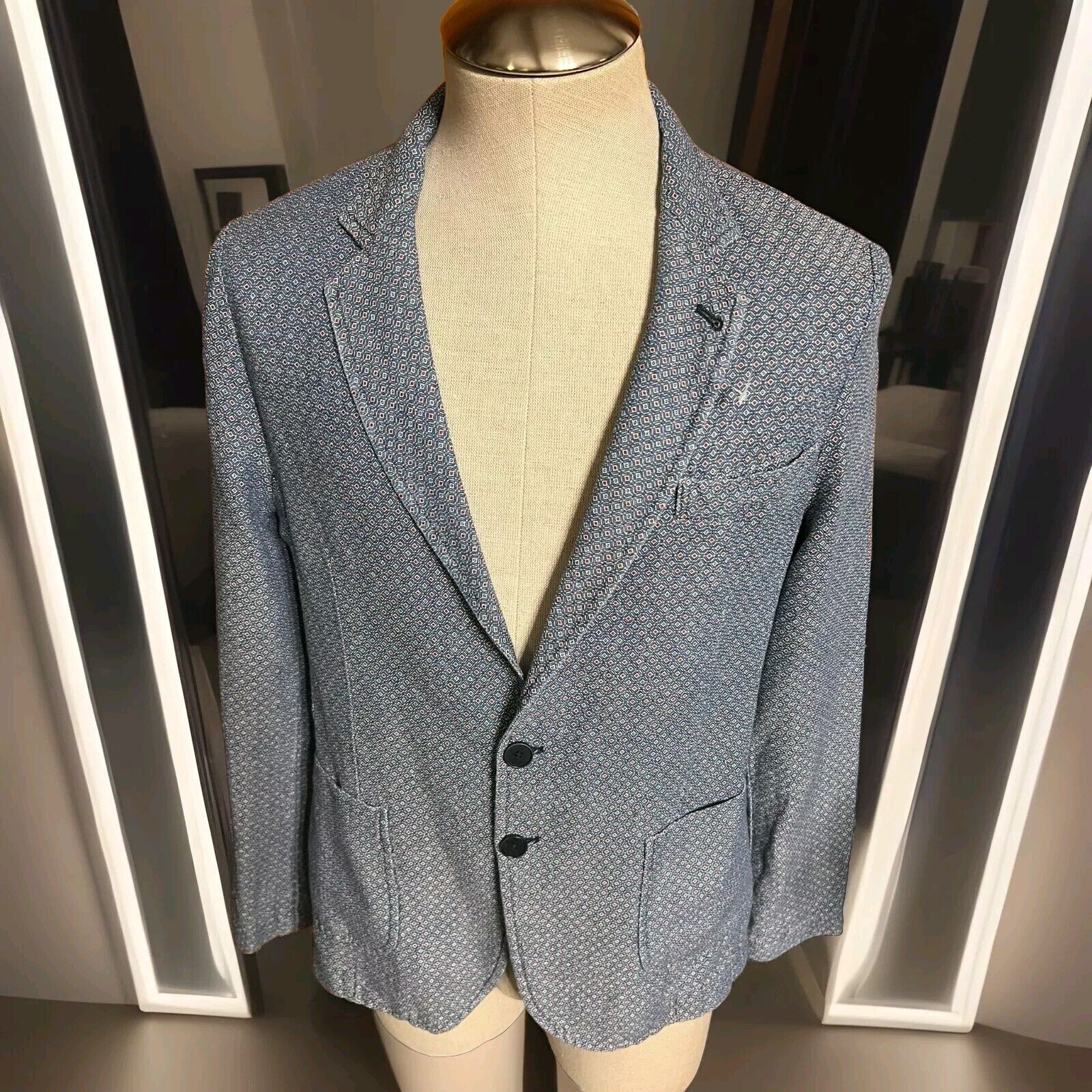 Other Exibit La Sartoria Mens Blazer 40 R Blue Wool Blend Size 40R - 1 Thumbnail