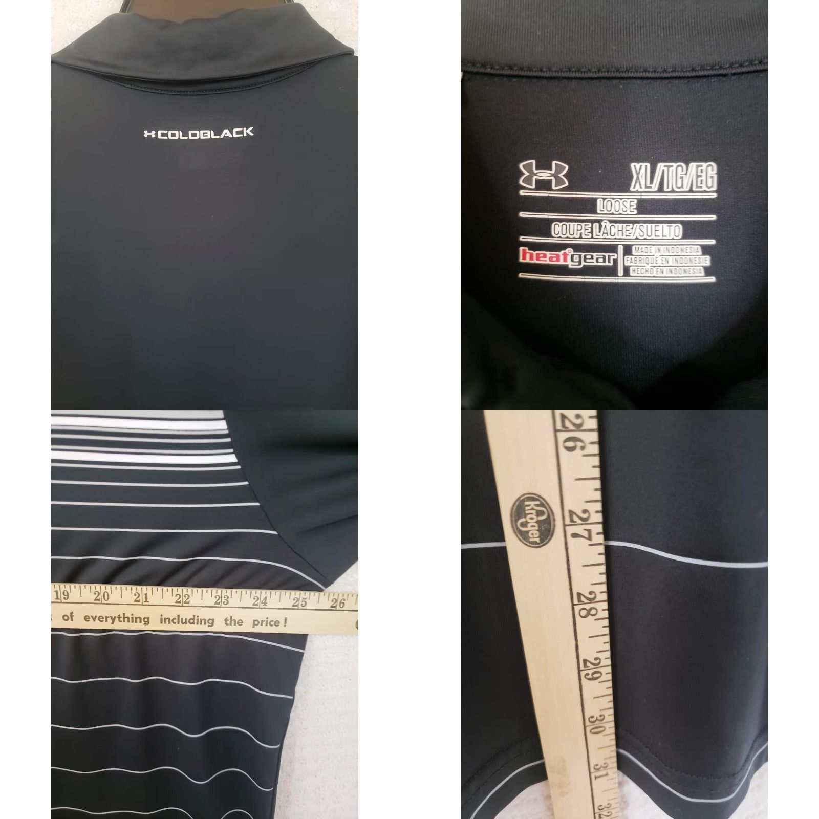 Under Armour Under Armour HeatGear Polo Shirt Mens XL Black White Chest Stripes Short Sleeve Golf Shirt Size US XL / EU 56 / 4 - 8 Thumbnail