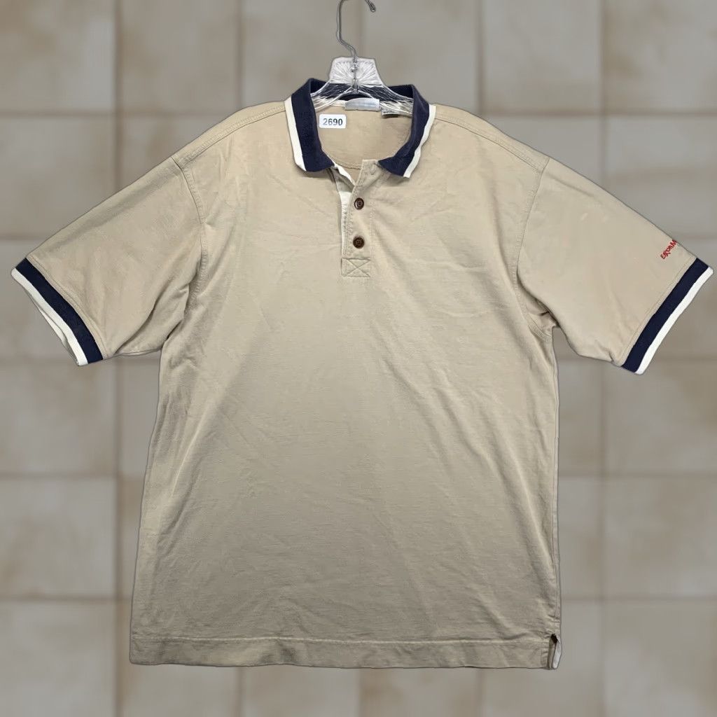 Vintage EXXON Mobil Polo Shirt Uniform Men XL Beige Short Sleeve Gas Station Oil Industry Size US XL / EU 56 / 4 - 1 Thumbnail