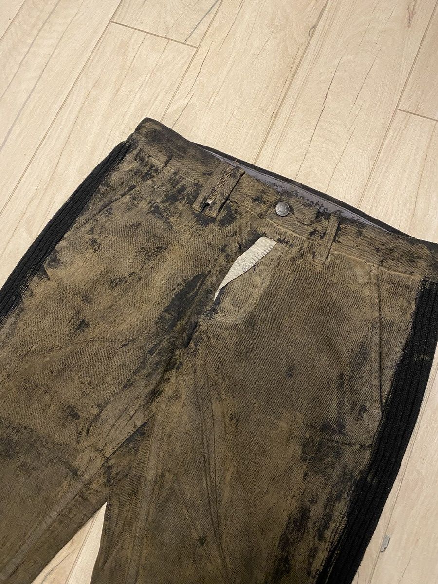 John Galliano DS! Galliano Handpainted Brown Denim Biker Pants Size US 34 / EU 50 - 6 Thumbnail
